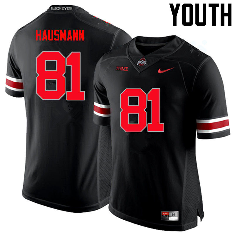 Youth Ohio State Buckeyes #81 Jake Hausmann Black Limited College Stitched Football Jersey 23XU042XH